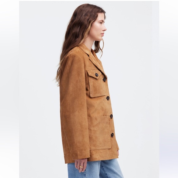 Madewell Women’s Tan Long Chore Blazer Coat in Suede - Large - Picture 3 of 5
